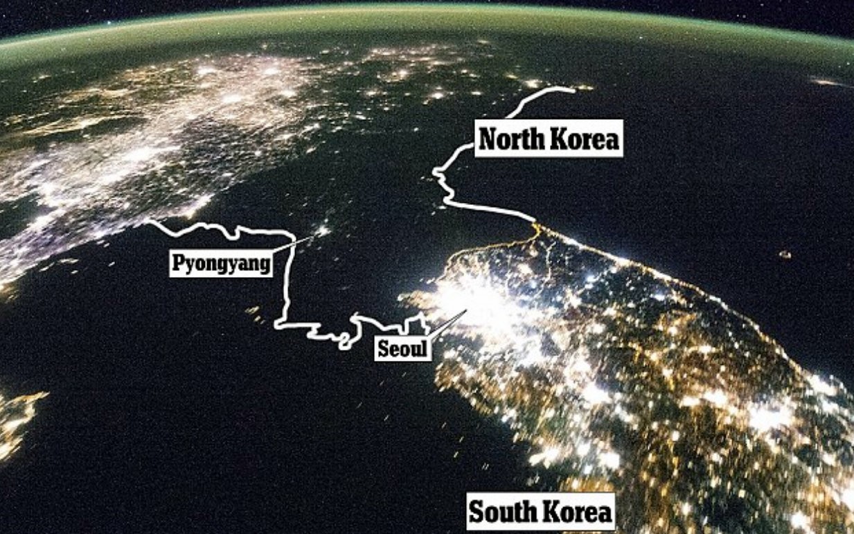 Severné Kórea trpí nedostatkom svetla v noci,